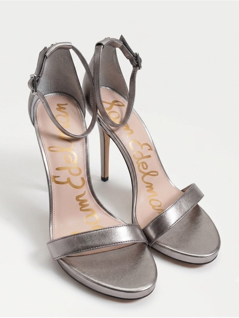 Sam Edelman Eleonor Silver Leather Sandals Heels 8.5